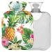 Naanle palm leaf flowers pineapple water bottle with reference transparent hot water bottle 1l warm head for bed handfoot heat pain relief heat and cold therapy