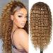 Ombre Lace Front Wig Human Hair Honey Blonde Curly Lace Front Wigs for Black Women 4x4 Deep Wave Wig Human Hair Glueless Transparent Lace Closure Wig 180% Density 4/30 Colored Deep Curly Wig 18 inch 18 Inch 4x4 Ombre Cur...