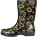 Asgard Women's Mid Calf Rain Boots - Sunflowers Black | Waterproof Rubber Garden Shoes - Buy Online on GoSupps.com