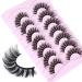 JIMIRE False Eyelashes Wispy Fluffy Cat Eye 6D Volume Russian Strip D Curl Faux Mink Lashes with 2 in 1 Magic Eyelash Glue and Tweezers Look Like Lash Extension 7 Pairs Pack - Buy Online on GoSupps.com