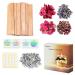 Visgaler 150 Pcs Upgrade Wood Wicks for Candle Making, Thickened Wood Wicks Made in USA, Smokeless Crackling Wooden Candle Wicks with Iron Stander, Glue Dot, Warning Labels and Dry Flower(50 Set)