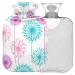 NAANLE hot water bottle with the cover Dehlia flower Pustblume Transparent hot water bottle 2l large hot hot water bottle for menstrual cramps pain relief handfoots heat and cold therapy