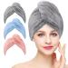 Trabag 3 pieces of hair turban towel - hair dryer towel hair turban with button extremely absorbent headscarf towel for long hair quick -drying for drying hair in salons