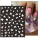 Independence Day Nail Art Sticker Set - Black White Gold Sliver Laser Star Design - 6 Sheets for Acrylic Nails - Nail Decoration for Women & Girls - Buy Online on GoSupps.com