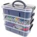 Bins & Things Stackable Storage Container with 2 Trays - Gray - Craft Storage/Craft Organizers and Storage - Bead Organizer Box/Art Supply Organizer Clear, Black