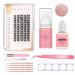 Milklear DIY Eyelash Extension Kit At Home Strong Hold Long Lasting 3 Weeks No irritation with D curl 10-16mm Mixed Cluster Lahses, Sensitive Eyelash Extension Glue, Tweezers, Lash Shampoo, Eyelash Brushes, Jade Stone