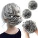 SARLA 2PCS Messy Hair Bun Hair Piece Small Scrunchies Synthetic Bun Hairpieces for Women Girls Updo Hair Extensions (Salt and Pepper) Salt and Pepper-2PCS