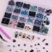 3D Acrylic Nail Charms Kit - Flower Butterfly Bow & Gummy Bear Nail Jewels | Heart Shaped Flatback Rhinestones with Picker Tools - 24 Grids Black Nail Art Decor - Buy Online on GoSupps.com
