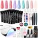 Poly Nail Gel Kit with U V Nail Lamp VANREESA 15ml 9 Colours Poly Nail Extension Gel Builder Nail Gel Popular Red Pink Blue Purple Gel Nail Kit with Nail Tips Slip Solution Nail Art Gift for Women Coloured Glaze