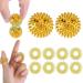 2 pieces magnetic acupressure balls & 8 pieces massage rings for fingers acupressure balls massage ring hedgehog ball massage ball acupressure ring arthrorooller sensory skills rings set (golden)