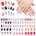 72 pieces of nails to stick on for children self -adhesive artificial fingernails set false artificial nails for girls little hands women kitten love and cake
