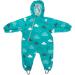 LittleLife Children's Waterproof All-In-One Outdoor Puddle Rain Suit For Walking And Use in Baby Child Carrier Teal Clouds 18 to 24 Months