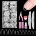 Venares 500 pieces extra short almond soft gel artificial nail tips set with adhesive file nail bush nail brush nail snap 11 sizes full cover xs short almond nail tips set for gelnail