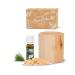 Zirben8eck set with 10ml organic pine oil and 10g pine shavings - approx. 7x7x8cm - alternative to the pine cube set