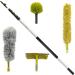 DocaPole Cleaning Kit with 7-30 Foot (36 ft Reach) Telescoping Extension Pole Includes 1 Window Squeegee & Washer, and 3 Dusting Attachments Cobweb, Microfiber Feather, and Ceiling Fan Dusters 7-30 ft (Extendable), Pack of 1
