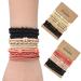 24 Pcs Fashion Boho Twist Original SheeknaSet Hair Tie Bracelets For Women Pain-Free Accessories Elastic Bands Girls Adults (Rose red  Apricot  Black) (Beige  Black)  Count (Pack of 1)