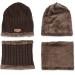 Kids Winter Beanie Hat and Scarf Set - Knitted Thermal Fleece Lining - Boys Girls One Size Coffee - Buy Online on GoSupps.com