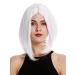 WIG ME UP YZF-4370-1001 Women's Short Shoulder Length Long Bob Wig - Middle Parting Straight White Cosplay Wig | International Shipping - Buy Online on GoSupps.com