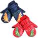 SATINIOR Toddler Mitten Gloves Waterproof Kids Mittens Winter Snow Glove Boy Girl Waterproof Warm Fleece Kid Ski Gloves Breathable Long Cuff Children Gloves Age 2-5 Red, Navy Blue 2