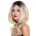 WIG ME UP ZM-1733-613CR1B | Voluminous Ombre Shoulder Length Ladies Wig - Black Platinum Blonde Slightly Wavy Middle Parting - Buy Online on GoSupps.com