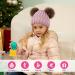 Simplicity Warm Kids Winter Hat with Pompom Ears - Pink Plush Lined Beanie for Boys and Girls - Buy Online on GoSupps.com