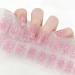 Pink Semi Cured Gel Nails Strips 22 Stickers Nail Wraps Soft Self-Adhesive Gel Nail Stickers Salon-Quality Glitter Gel Nail Strips Manicure Require UV/LED Lamp (113-Pink Glitter)