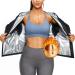AGILONG Sauna Suit for Women Weight Loss Slimming Body Shaper Workout Sweat Jacket Tops with Hoodie Grey XX-Large