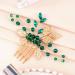 HINZIC 2Pcs Green Crystal Hair Comb - Bridal Leaves Wedding Flowers Rhinestone Hair Clip - Emerald Green Hair Accessories for Bride Party - Buy Online on GoSupps.com