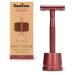Metal Safety Razor with stand | Red Shaving Razor | Bambaw Red with Stand