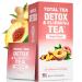 Total Tea Slimming Detox Tea Caffeine Free Herbal Tea with Chamomile Hibiscus Tea and Ginger Root for Colon Cleanse and Weight L0SS   Natural Herbal Ginger & Peach Tea for Digestive Health (25 Bags) Ginger Peach