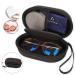 Lasiyanor 2-in-1 contact lens case and glasses case portable contact box bag with mirror tweezers remover tool solution bottle for travel everyday life outdoor black