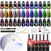 Gel Nail Polish Kit with UV Light 12 Colors Sparkly Glitter 9D Chameleon Cat Eye Gel Nail Polish Set with Magnet Base Top Coat Manicure Tools All-In-One Magnetic Nail Polish Starter Kit