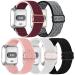 5 Pack Elastic Nylon Bands Compatible with Fitbit Versa / Versa 2 / Versa Lite / Versa SE for Women Men, Adjustable Breathable Fabric Sport Elastic Wristband for Fitbit Versa Smart Watch Combination 1