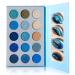 De'lanci Space blue eyeshadow palette 15 glitter eyes shadow pressed pigment Christmas snowflake matte shimmer drama make-up blue eyeshadow durable & waterproof matt eyeshadow pallet 15 color blue