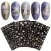 JMEOWIO 8 Sheets Christmas Glitter Nail Art Stickers Decals Self-Adhesive Snowflake Xmas Winter Holiday Cute Gold White Nail Supplies Nail Art Design Decoration Accessories Glitter White Gold