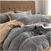 Gray Winter Soft Plush Warm Thickened Bedding Set 3D Sculpture Quilt Cover Bedspread Bed Sheet Pillowcase Soft (5 King) - Buy Online on GoSupps.com
