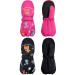 Geyoga 2 Pairs Kids Thicken Snow Mittens Unisex Waterproof Ski Mitten Winter Warm Comfortable Mittens for Kids Rose Red, Black for 3-7 Years