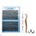 Cluster Eyelash Extensions Kit 240Pcs C Crul 15-20mm Individual Lashes with Lash Bond and Seal and Applicator DIY Individual Eyelash Kit Wide Stem Soft for Personal Use DIY GEMERRY(30D+40DC-1520-Kit) KIT 30D+40D-15-20-C