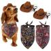 Jupsk Pet Dogs Cats Cowboy Costume Hats and Bandanas Scarf Set of 4 Pet Cowboy Caps and Triangle Scarves Accessories for Puppy Kitten Pet Party Festival and Daily Wearing Decoration