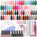 PEACECOLOR Gel Nail Starter Kit with Nail Lamp and Drill 35 Colours Soak Off Gel Nail Polish Set with Golden Silver Matte Top Coat Manicure Tools Nail Kits Full Set for Beginners Women Home DIY A1
