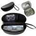 2 in 1 Contact Lens Case and Glasses Case Combo Double Sided Dual Use Design Eyeglasses Case Leak Proof & Portable Tweezer and Contact Lens Solution Bottle Included for Travel Kit (Grey)
