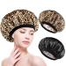2 pieces satin hair hood double -sided hair hood for the night soft satin bonnet sleeping hood bonnet sleep sleep cap sleeping cap breathable for women girls (black leopard)