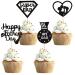 UXYOKM 24Pcs Happy Father's Day Cupcake Toppers Black Glitter Super Dad Heart Medal Cupcake Picks for Fathers Day Party Cake Decorations Supplies Black a