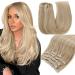 Runature Extensions Real Hair Clip Blond Highlighted Remy Human Hair Clip in Real Hair Extensions Clip in Hair Grounding Real Hair 120g 55cm Color #16P22 55cm-7PCs NEW #16P22