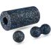 Gymtek massage ball - massage set: 2 balls and roller - double ball - massage of fascia and the regeneration of the muscles - yoga - acupressure - lacrosse ball muscle roll - black blue black and blue