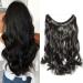 Hair Extensions Secret Headband Simply Invisible Crown Wire in Hair Extension Hairpiece for Women 50cm Wavy Dark Black