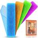 4 Pieces African Net Sponge African Exfoliating Net African Net Long Net Bath Sponge Exfoliating Shower Body Scrubber Back Scrubber Skin Smoother Great for Daily Use (Pink  Green  Yellow  Blue)