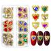 WOKOTO 30pcs 3D Hearts Nail Charms For Nails Holographic Coloful Nail Jewels Rhinestones For Nails Alloy Hearts Nail Gems Gold Nail Charms For Nail Art 3d Hearts Charms For Nails Big Nail Crystals KIT2