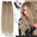 Moresoo Balayage Weft Hair Extensions 14 Inch #8/22/8 - Brown Ombre to Platinum Blonde & Light Brown Double Weft Human Hair Extensions for Sew-in - 100g/Pack - Buy Online on GoSupps.com