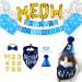 Blue Cat Birthday Party Supplies Cut Cat Birthday Supplies with Cat Birthday Hat Tie Birthday Number Cat Birthday Banner Balloons Beautiful Cat Themed Birthday Party for Cat Birthday Party Dec